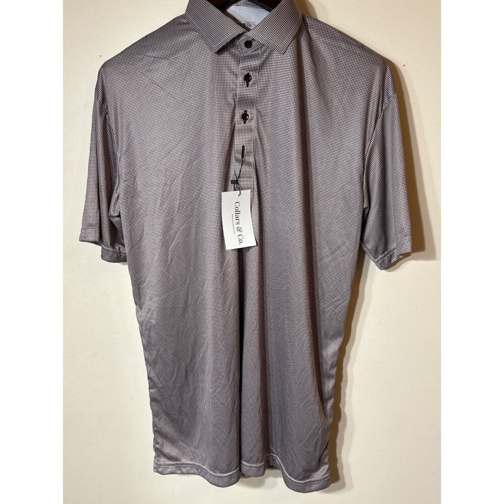 Collars & Co. Short Sleeve Polo Gingham Check Dress Shirt 2XL Lightweight Moistu